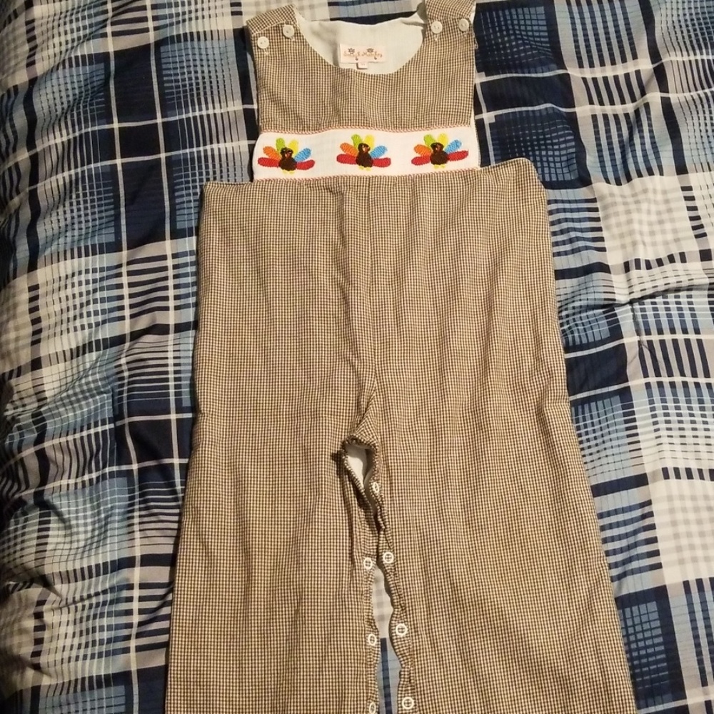 Boys' Thanksgiving turkey smocked long all